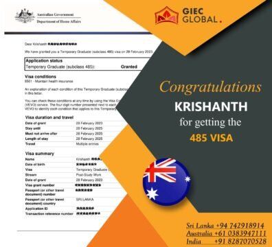 Australia Study visa granted