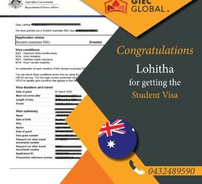Australia Study visa granted of lohitha