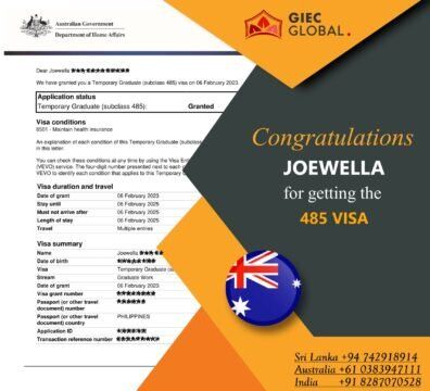 Subclass 485 Visa Granted