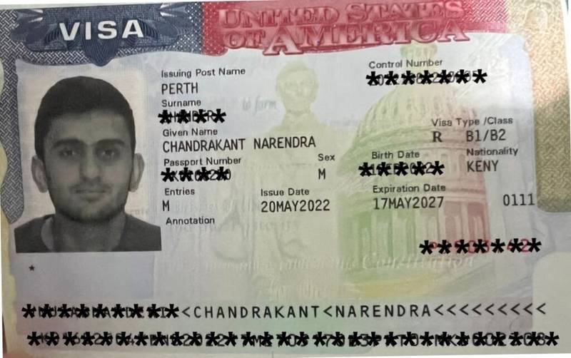 USA Tourist Visa Granted of Narendra Chandrakant