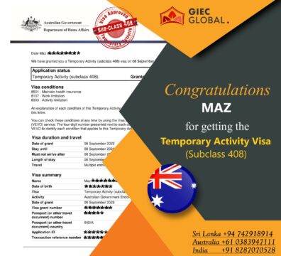 Temporary Activity Visa Granted of MAZ