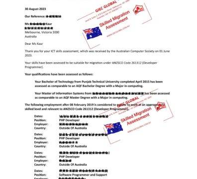 Skill Assessment Received from ACS