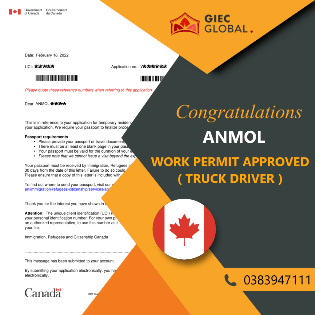 Canada Work Permit Granted of Anmol