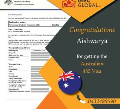 Australia Work Visa Granted of Aishwarya