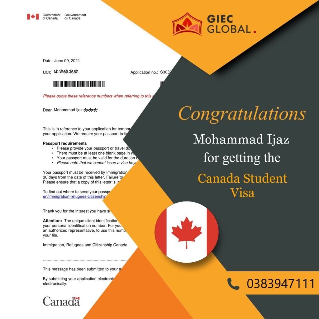 Canada Study visa granted of Ijas