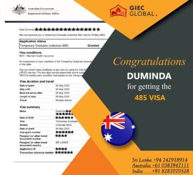 Australia Study Visa Granted of Duminda