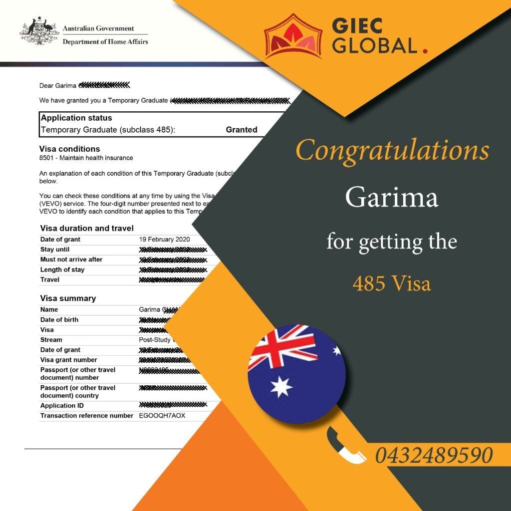 Australia Work Visa Granted of Garima