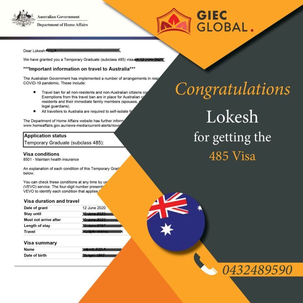 Australia Work Visa Granted of Lokesh