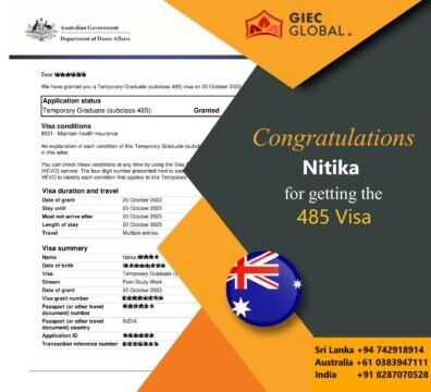Australia Work Visa Granted of Nitika