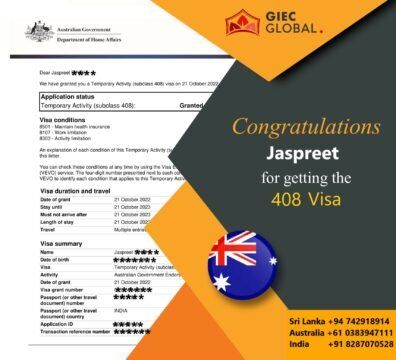 Australia work Visa granted of Jaspreet