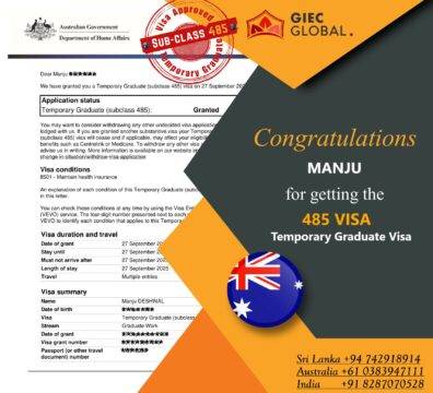Temporary Graduate Visa Granted Manju
