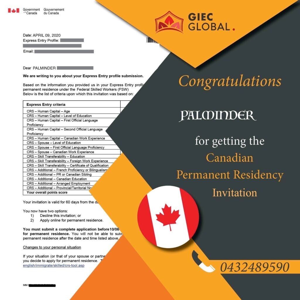 Canada immigration Visa Granted of Palminder